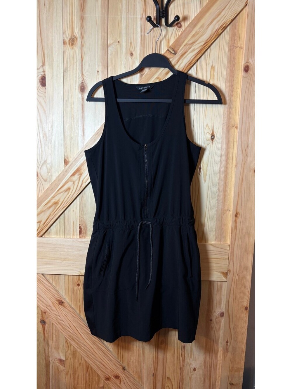 Athleta Black Sleeveless Drawstring Waist Dress with shorts Size 8